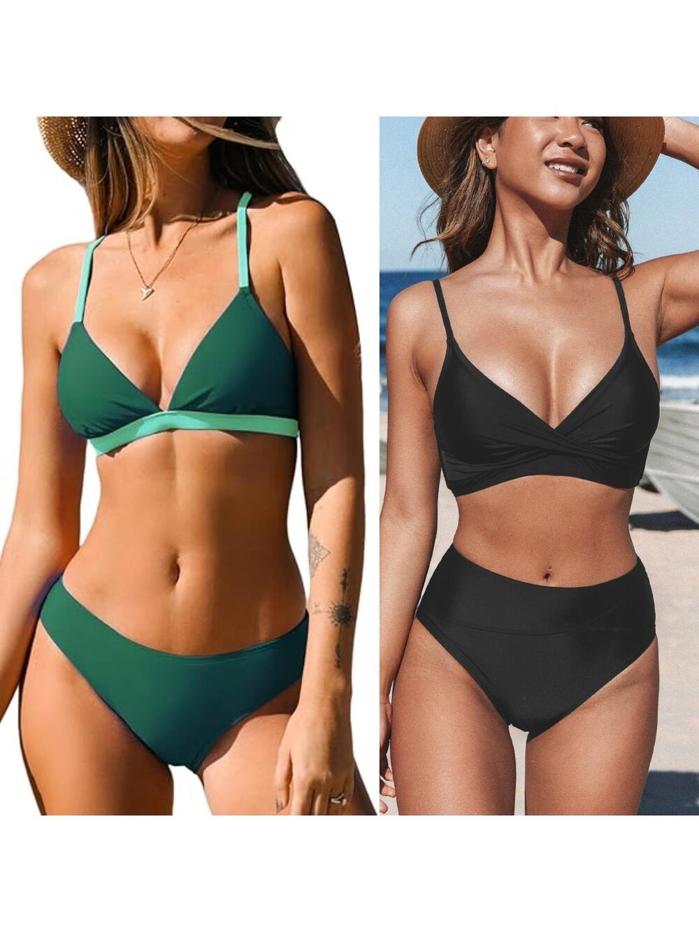 NWT Cupshe Lot of 2 Two Piece Bikinis 2-PC Bathing Suit Swim Beach Paddle Sz M - Picture 1 of 9